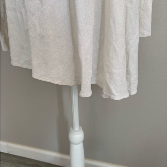 Free People Cream Tied Cold Shoulder Asymmetrical Mini Shirt Dress Women M Boho - Picture 5 of 9